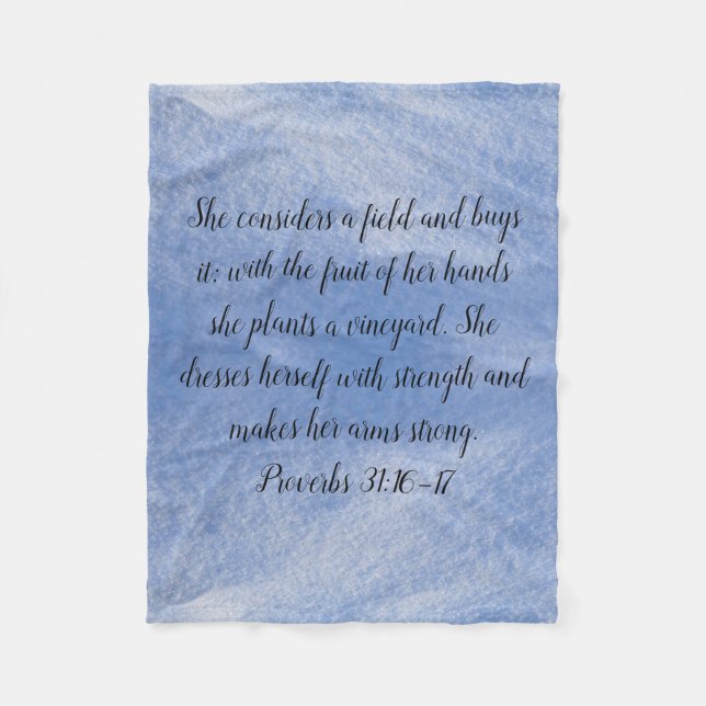 Proverbs 31 Frauenvlies Blanket Blau Fleecedecke (Vorderseite)