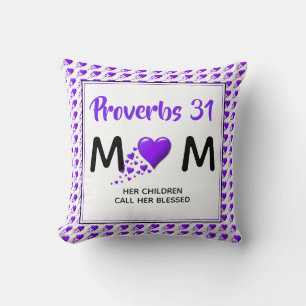 PROVERBS 31 MUM Lila Hearts Muttertag Kissen