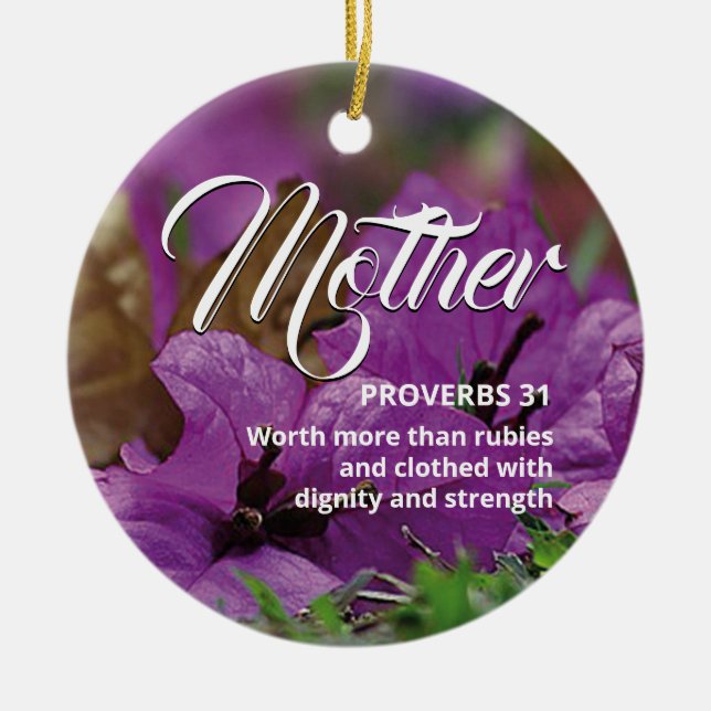 PROVERBS 31 MUTTER | Modernes, florales Christlich Keramik Ornament (Vorne)