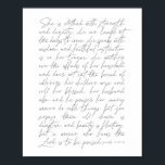 Proverbs 31 Script Poster<br><div class="desc">Sie ist mit Kraft und Würde bekleidet...  Proverbs 31 Frauenskript</div>