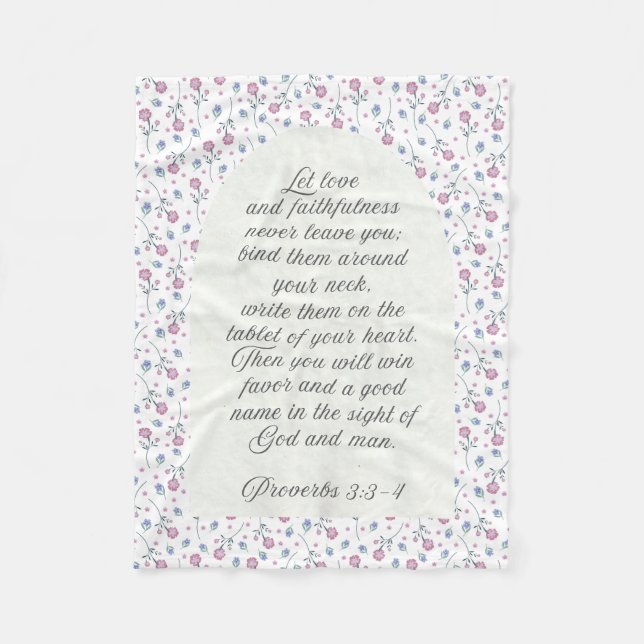 Proverbs 3:3–4 Floral Scripture  Fleecedecke (Vorderseite)