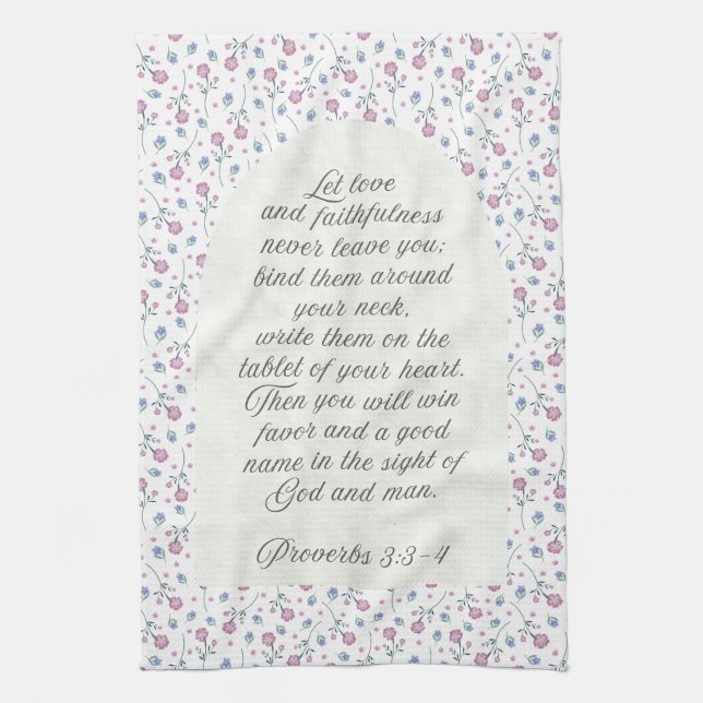 Proverbs 3:3–4 Floral Scripture  Geschirrtuch (Vertikal)