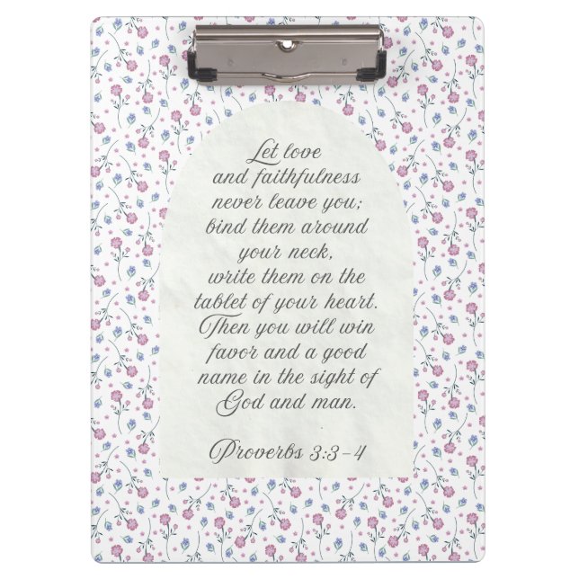 Proverbs 3:3–4 Floral Scripture  Klemmbrett (Vorderseite)