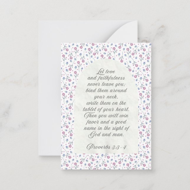 Proverbs 3:3–4 Floral Scripture  Mitteilungskarte (Vorderseite)