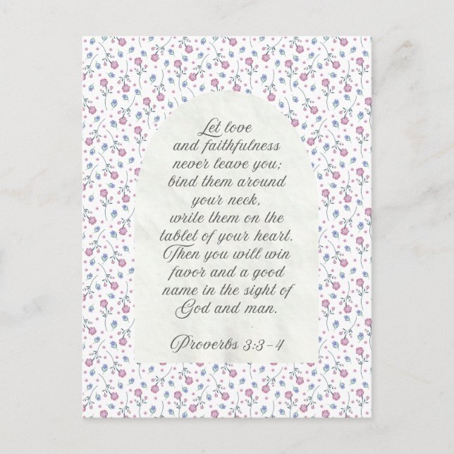 Proverbs 3:3–4 Floral Scripture  Postkarte (Vorderseite)