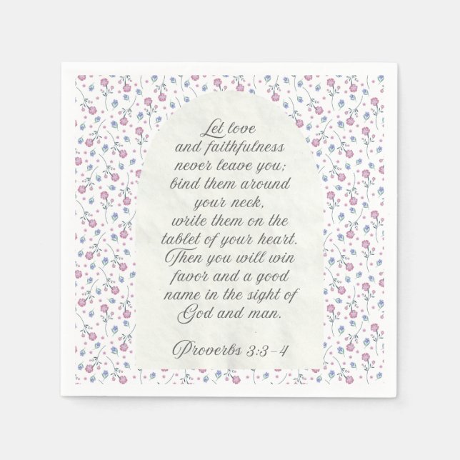 Proverbs 3:3–4 Floral Scripture  Serviette (Vorderseite)