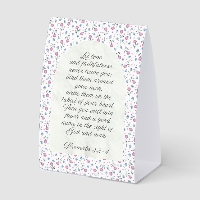 Proverbs 3:3–4 Floral Scripture  Tischaufsteller (Vorderseite)