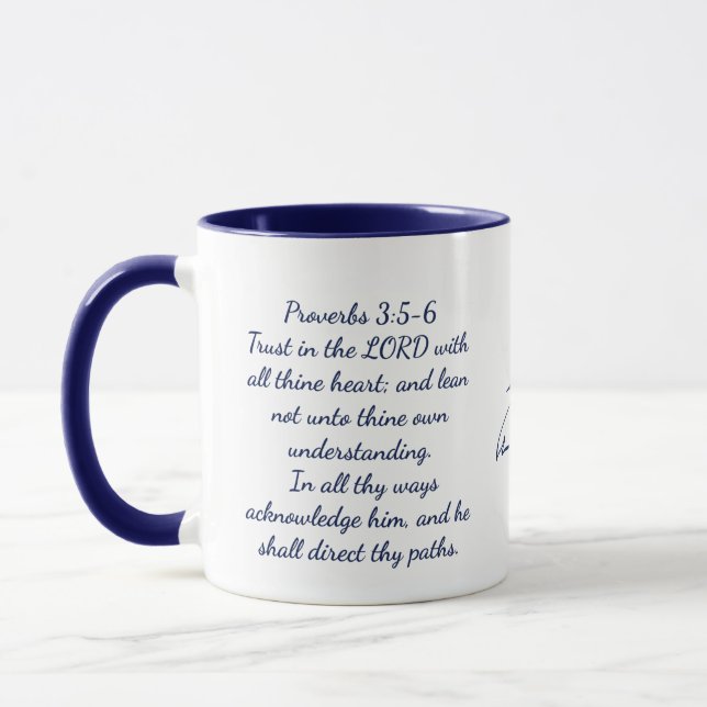 Proverbs 3:5-6 Bible Verse, 11 oz Coffee Mug  (Gauche)