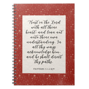 Proverbs 3:5-6 KJV Bibelverse Bild Notizblock