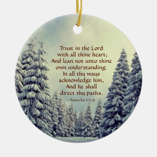 Proverbs 3:5-6 Winterlandschaft Personalisiert Keramik Ornament (Vorne)