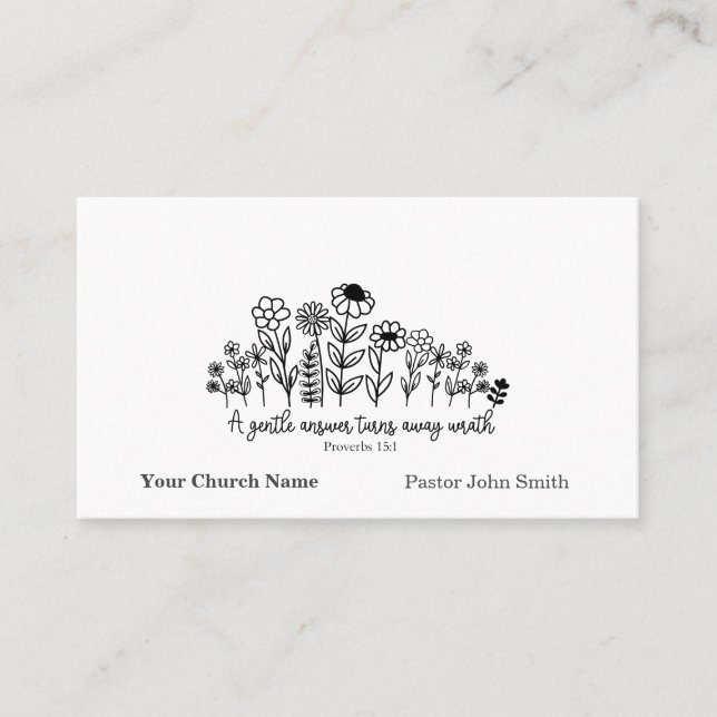 Proverbs Bible Verse Floral Doodle Church Visitenkarte (Vorderseite)