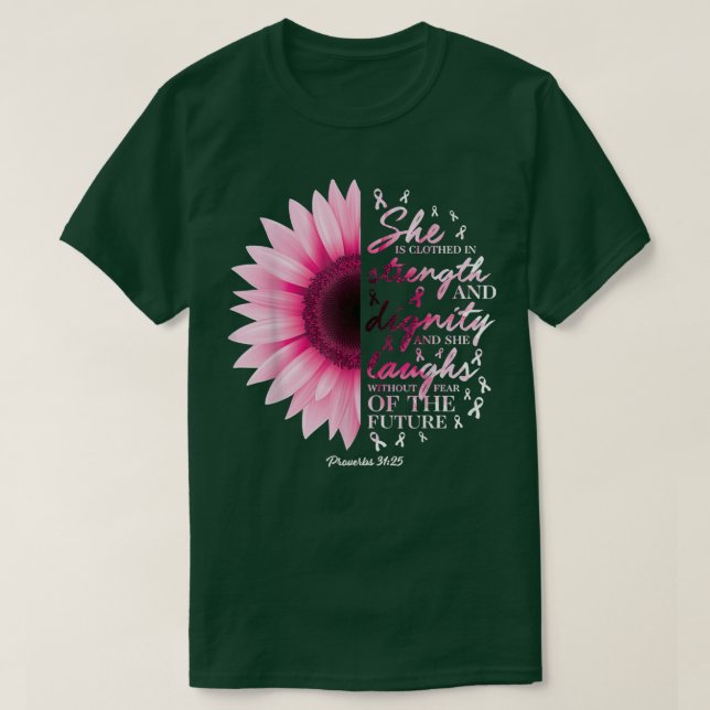 Provers 31 Bibel Gieß Christian Breast Cancer Aw T-Shirt (Design vorne)