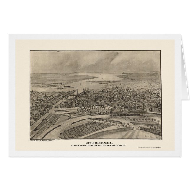 Providence, carte panoramique de RI - 1896 (Devant horizontal)