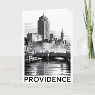 Providence Rhode Island Schwarz-Weiß-Holzschnitt Karte