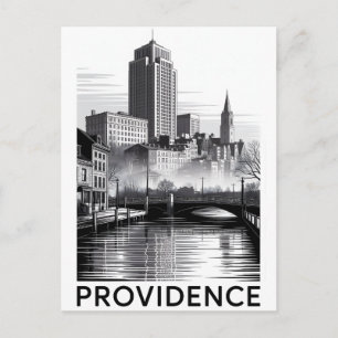 Providence Rhode Island Schwarz-Weiß-Holzschnitt Postkarte