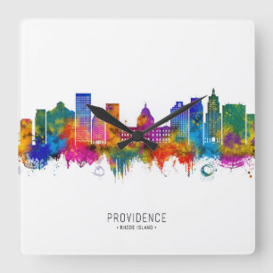 Providence Rhode Island Skyline Quadratische Wanduhr