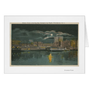 Providence, RI - Nachtansicht der Stadt u. der