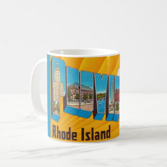 Providence RI Retro-Postkarten-Tasse Kaffeetasse (Vorderseite Links)