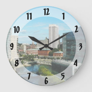 Providence RI Skyline Große Wanduhr