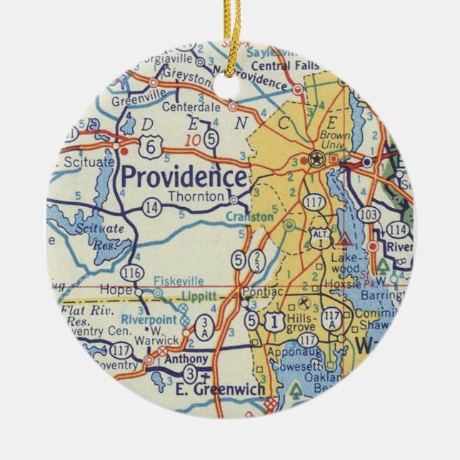 Providence RI Vintag Map Keramik Ornament (Vorne)