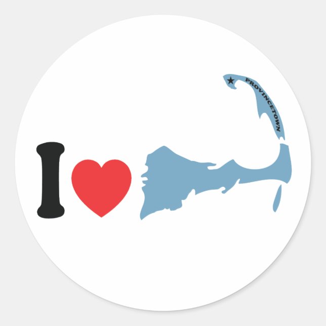 Provincetown "I Liebe" Design. Runder Aufkleber (Vorderseite)
