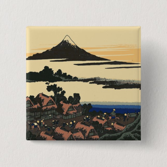 Provinz Ancient Kai | Katsushika Hokusai zeichnend Button (Vorderseite)