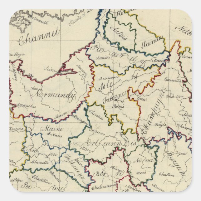 Provinzen Frankreich Quadratischer Aufkleber (Vorderseite)