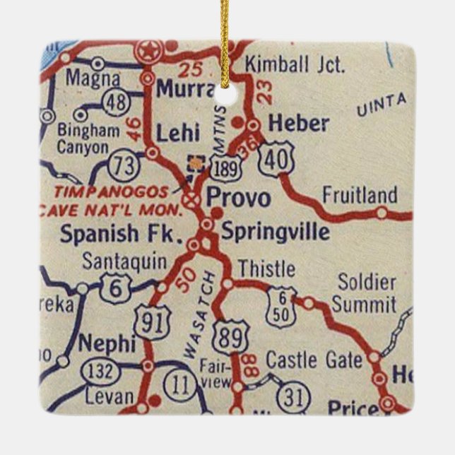 Provo UT Vintage Map Keramikornament (Rückseite)