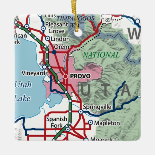 Provo Utah Karte Keramikornament (Vorderseite)