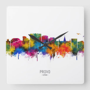 Provo Utah Skyline Quadratische Wanduhr