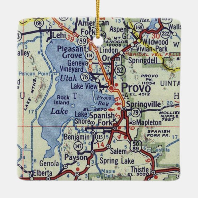Provo Vintage Map Keramikornament (Rückseite)