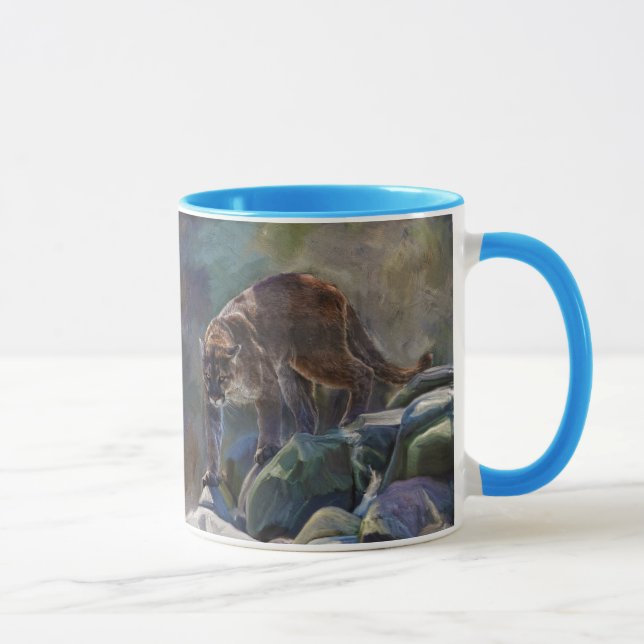 Prowling Cougar Mountain Lion Art Design Tasse (Rechts)