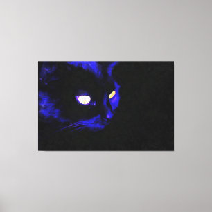 Prowying Black Cat Animal Pose Akronylic Art Leinwanddruck