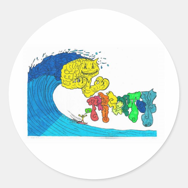 prozentuales Surfen Runder Aufkleber (Vorderseite)
