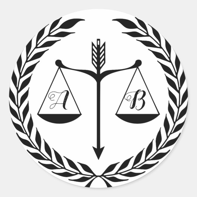 Prozessfähiger Richter in Monogramm Runder Aufkleber (Vorderseite)