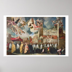 Prozession der Relikte des heiligen Brescian Bish Poster