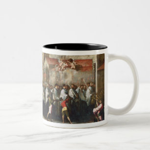 Prozession der Relikte des heiligen Brescian Bish Zweifarbige Tasse