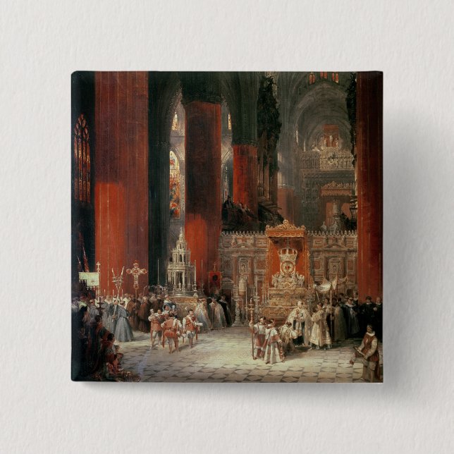 Prozession in Sevilla-Kathedrale, 1833 (Öl auf Button (Vorderseite)