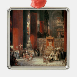 Prozession in Sevilla-Kathedrale, 1833 (Öl auf Ornament Aus Metall