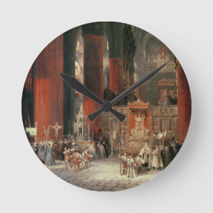 Prozession in Sevilla-Kathedrale, 1833 (Öl auf Runde Wanduhr