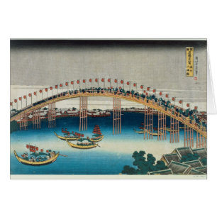 Prozession über einer Brücke (Farbewoodblock