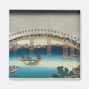 Prozession über einer Brücke (Farbewoodblock Magnet