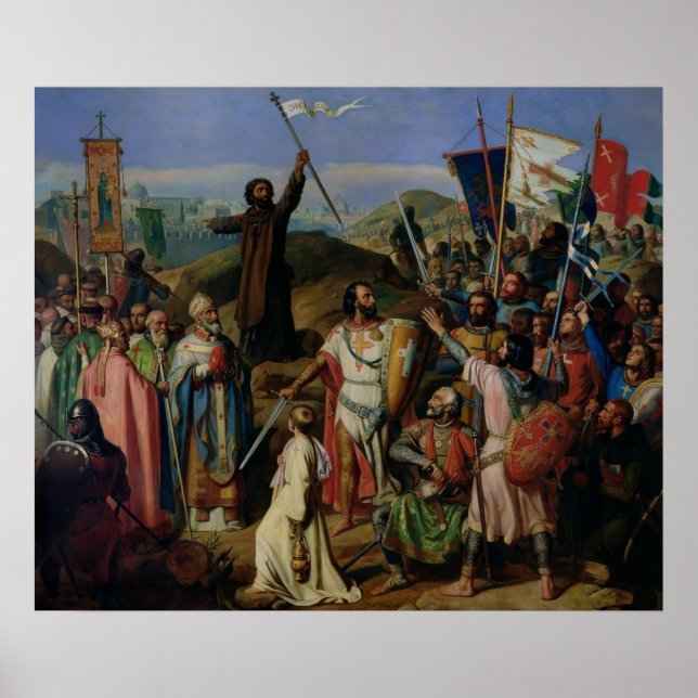 Prozession von Kreuzfahrern um Jerusalem Poster (Vorne)