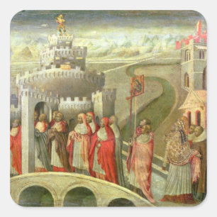 Prozession von St Gregory zum Castel St. Angelo Quadratischer Aufkleber