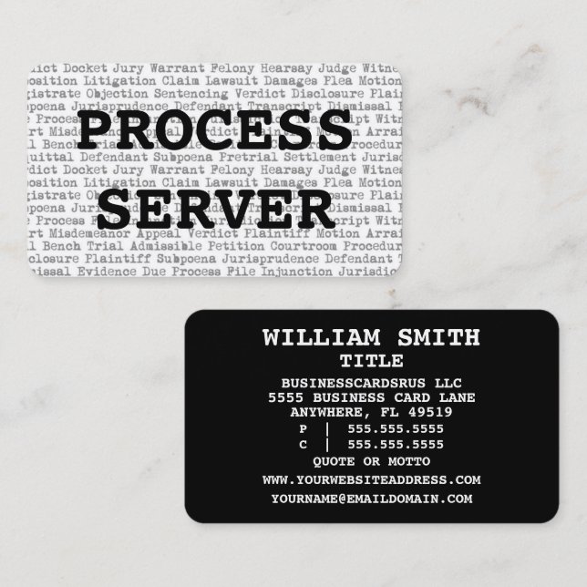 Prozessserver-Rechtsbegriffe Business Card Visitenkarte (Vorne/Hinten)