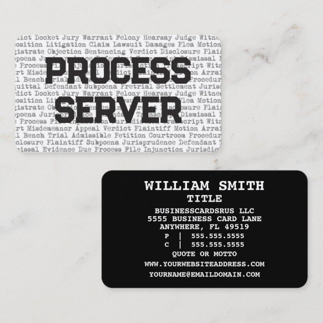 Prozessserver-Rechtsbegriffe Business Card Visitenkarte (Vorne/Hinten)