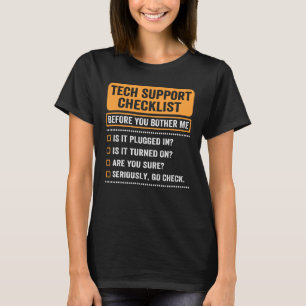 Prüfliste für technische Unterstützung T-Shirt