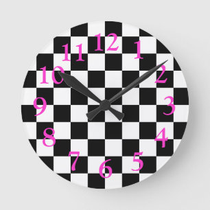 Prüfmuster für die Rückseite Schwarz/Weiß/Hot- Runde Wanduhr