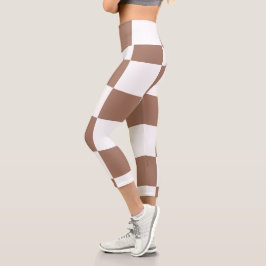 Prüfmuster in Weiß und Mocha Mousse Capri Leggings