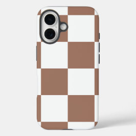 Prüfmuster in Weiß und Mocha Mousse iPhone 16 Hülle